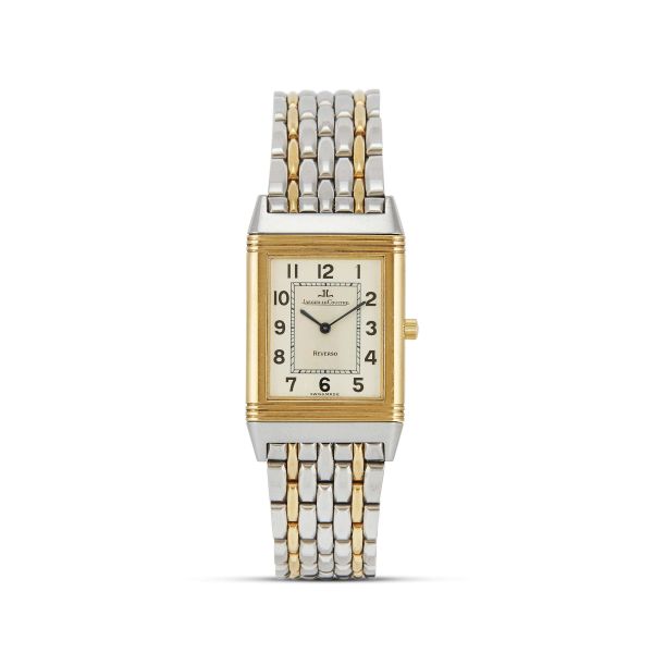 JAEGER LE COULTRE REVERSO CLASSIQUE REF. 250.5.86 YELLOW GOLD AND STAINLESS STEEL WRISTWATCH