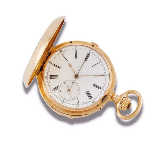 LE ROY ET FILS OROLOGIO DA TASCA CRONOGRAFO RIPETIZIONE ORE E QUARTI CON STEMMA E SMALTI