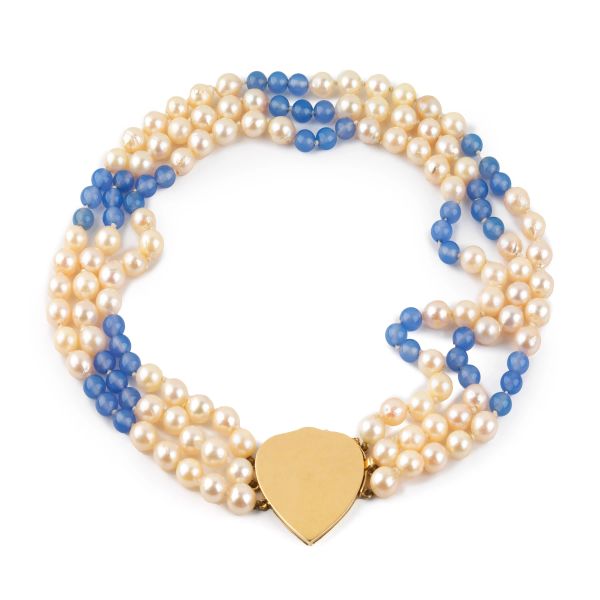 



PEARL AND CHALCEDONY NECKLACE IN 18KT YELLOW GOLD