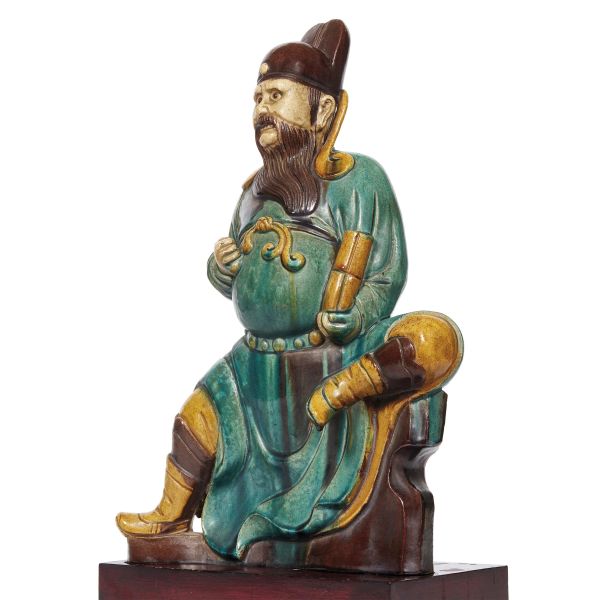A SANCAI SCULPTURE DEPICTING GUANYU, CHINA, MING DYNASTY, 17TH CENTURY