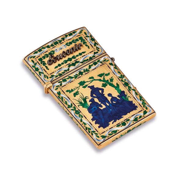 



ENAMELLED CARNET DE BAL IN 18KT YELLOW GOLD