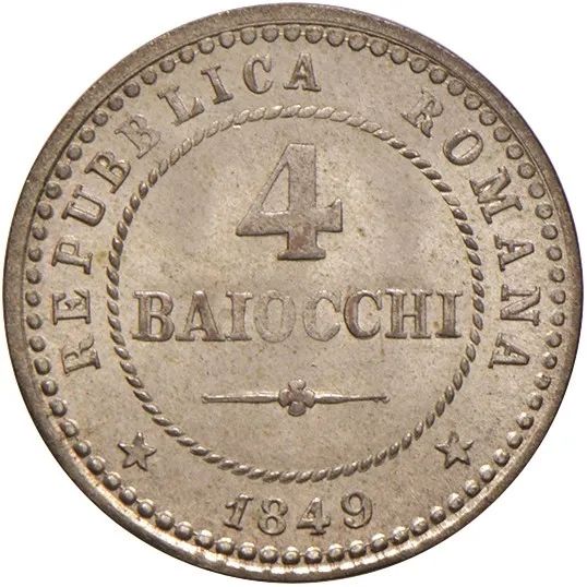 SECONDA REPUBBLICA ROMANA (1848-1849) 4 BAIOCCHI 1849