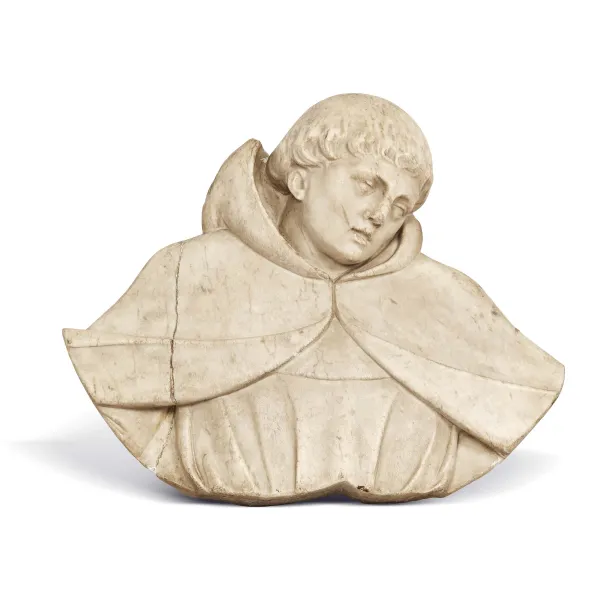 Tuscan school, late 16th century, Saint Monk, marble