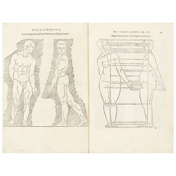 Dürer, Albrecht. Della simmetria dei corpi umani. Venezia, Nicolini, 1591.