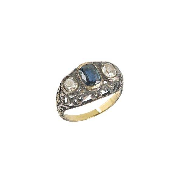 ANELLO CON ZAFFIRO E DIAMANTI
