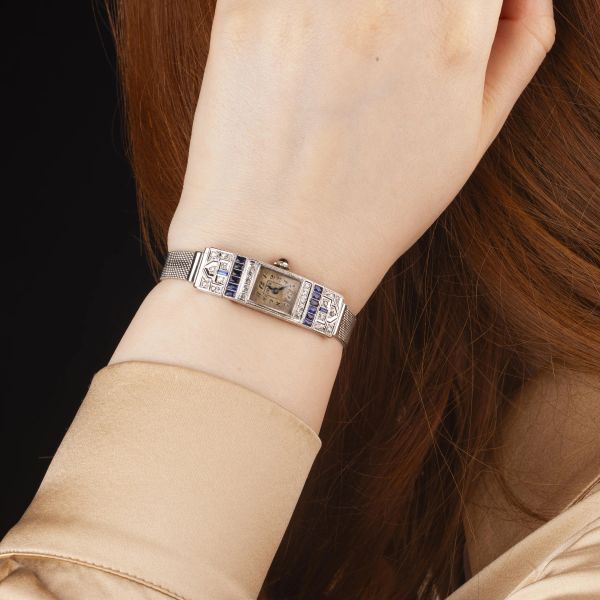 UNVER OROLOGIO DA DONNA IN ORO BIANCO DIAMANTI E ZAFFIRI