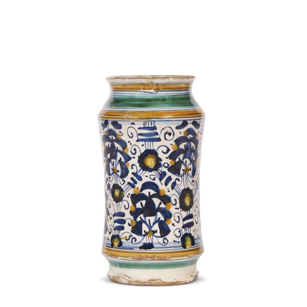 A PHARMACY JAR (ALBARELLO), MONTELUPO, SECOND HALF 16TH CENTURY