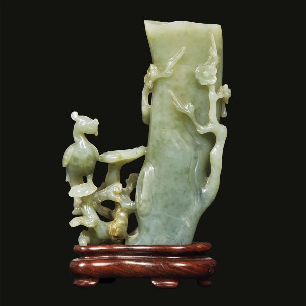 A CARVING PHOENIX BRANCHES IN JADE, CHINA, QING DYNASTY, SEC. XVIII