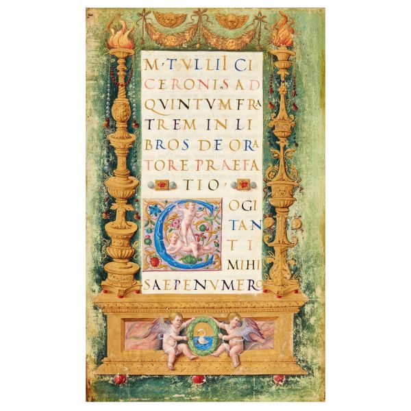 Una legatura architettonica a intarsio di grandissima importanza e rarità su un superbo manoscrit...