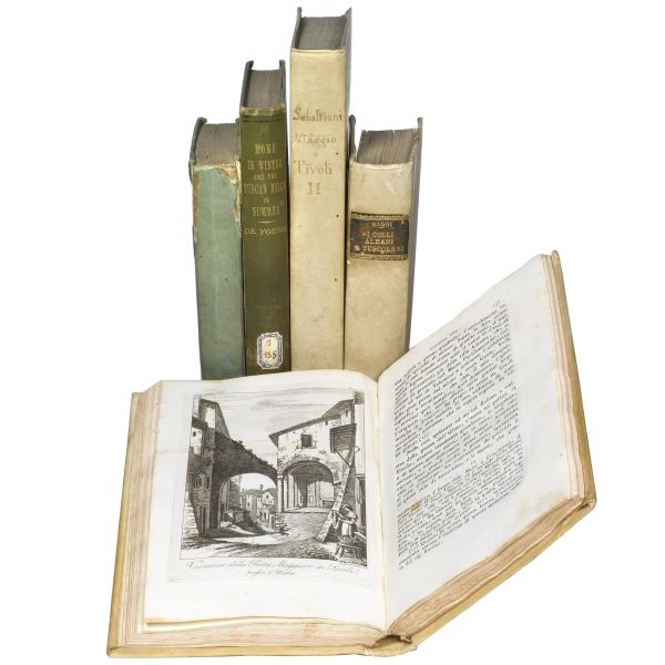 [TIVOLI]. Lotto di 4 opere ottocentesche dedicate a Tivoli e dintorni, in 5 volumi: