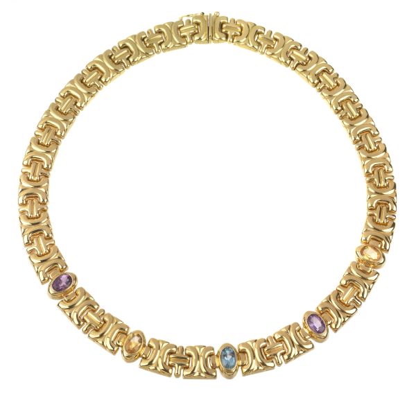 SEMIPRECIOUS STONE MODULAR NECKLACE IN 18KT YELLOW GOLD