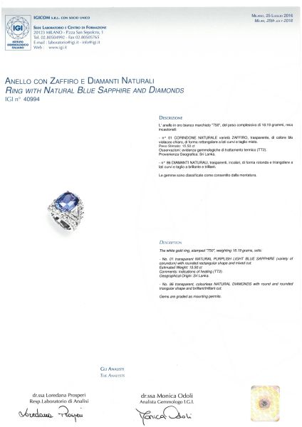 ANELLO A FASCIA CON ZAFFIRO CEYLON E DIAMANTI
