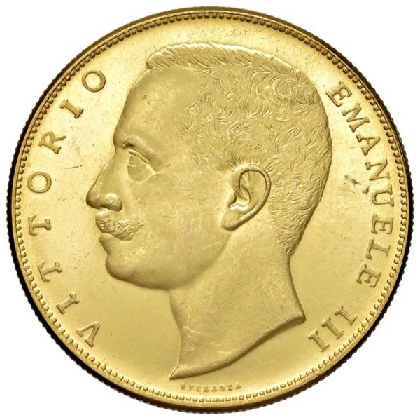 SAVOIA. VITTORIO EMANUELE III (1900-1946). RIPRODUZIONE IN ORO DELLE 100 LIRE AQUILA SABAUDA