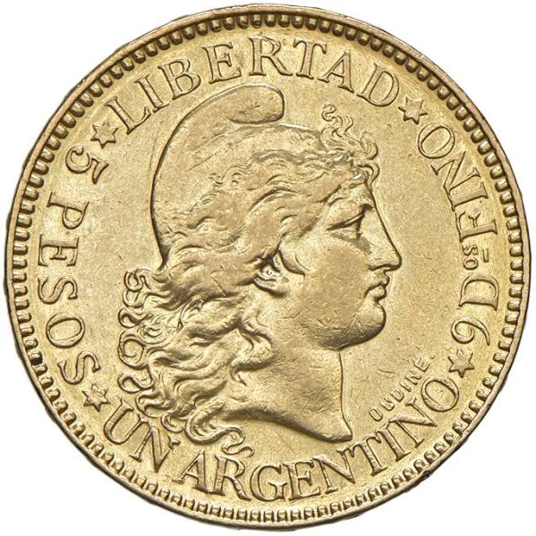 



ARGENTINA. ARGENTINO (5 PESOS) 1883 BUENOS AIRES