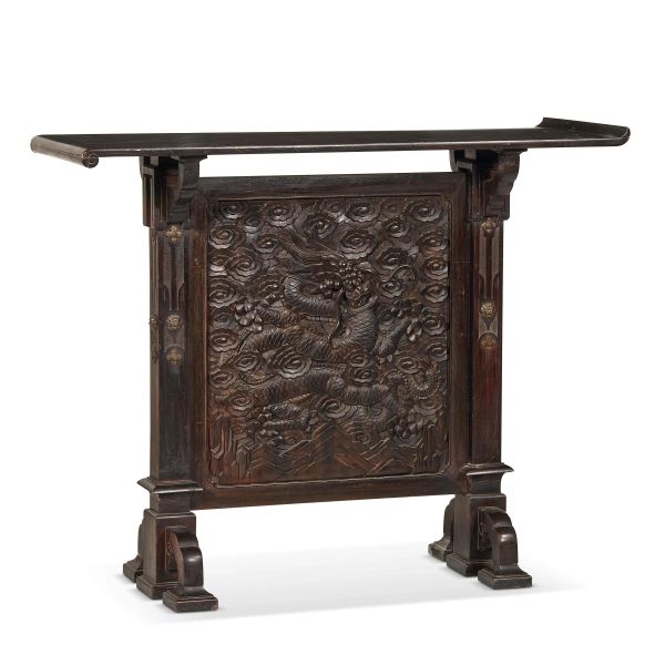 A PANEL MOUNTED AS THE BASE OF A TABLE, CHINA, QING DYNASTY, 19TH CENTURY