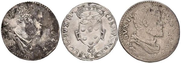 FIRENZE COSIMO I DE&rsquo; MEDICI (1537-1574), TRE MONETE IN ARGENTO