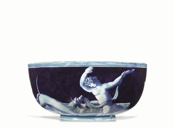  Coppa, GiÃ² Ponti, manifattura Ginori, 1920 circa, in porcellana fondo blu   