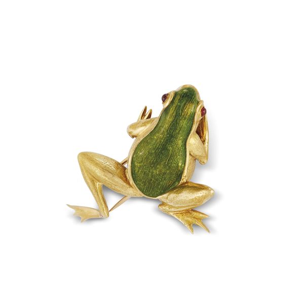 Hermes - HERMES FROG-SHAPED BROOCH IN 18KT YELLOW GOLD