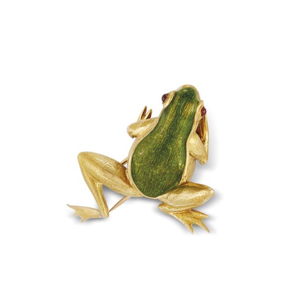 HERMES FROG-SHAPED BROOCH IN 18KT YELLOW GOLD