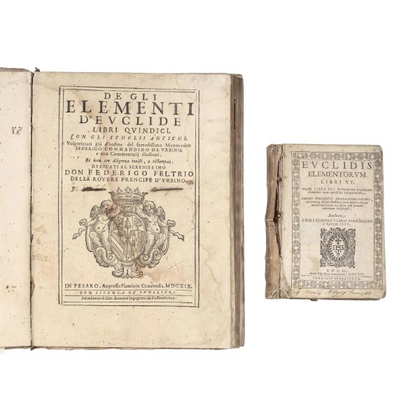 Euclide - (Geometria)   EUCLIDES - COMMANDINO.   De gli Elementi d&rsquo;Euclide libri quindici.   Pesaro, Flaminio Concordia, 1619.