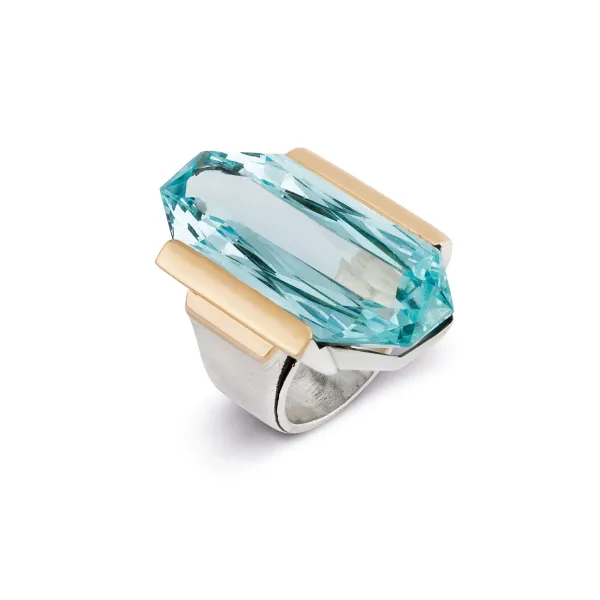 



BIG AQUAMARINE RING IN PLATINUM SILVER AND 18KT YELLOW GOLD 