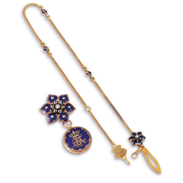 



POCKET WATCH WITH GOLD AND DIAMOND BROOCH