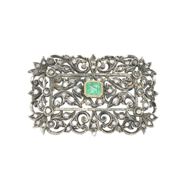 



BRANCH-SHAPED BROOCH WITH EMERALD AND DIAMONDS