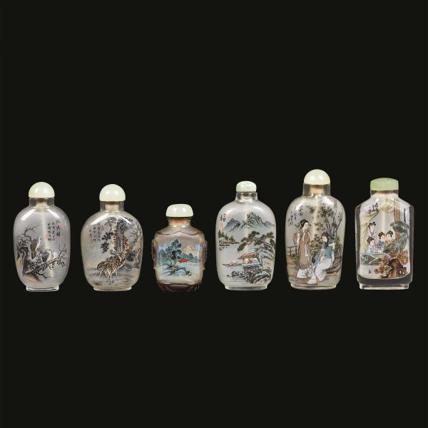 GROUP OF SIX SNUFF BOTTLE, CHINA, QING DYNASTY, 19TH-20TH CENTURIES