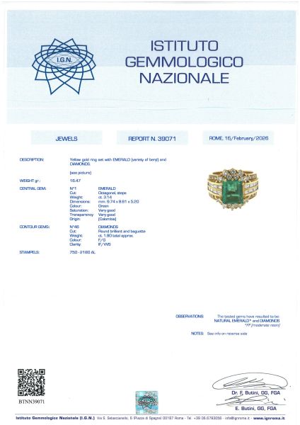ANELLO A FASCIA CON SMERALDO COLOMBIANO E DIAMANTI