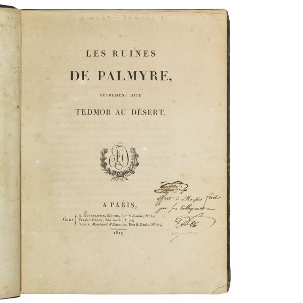 (Architettura - Illustrati 800)   WOOD, Robert. Les ruines de Palmyre  .   Paris, Costantin, Firmin Didot, Bance, 1819.