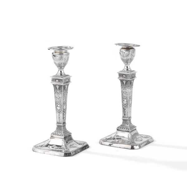 PAIR OF SILVER CANDLESTICKS, SHEFFIELD, 19TH CENTURY