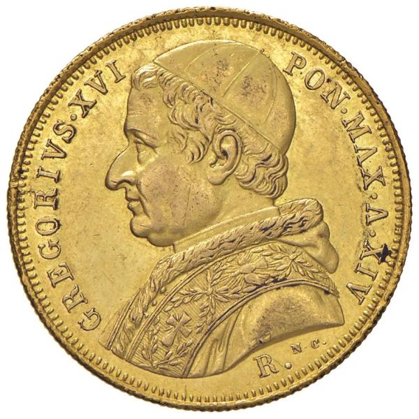      ROMA. STATO PONTIFICIO. GREGORIO XVI (1831-1846) 10 SCUDI 1844 an. XIV  