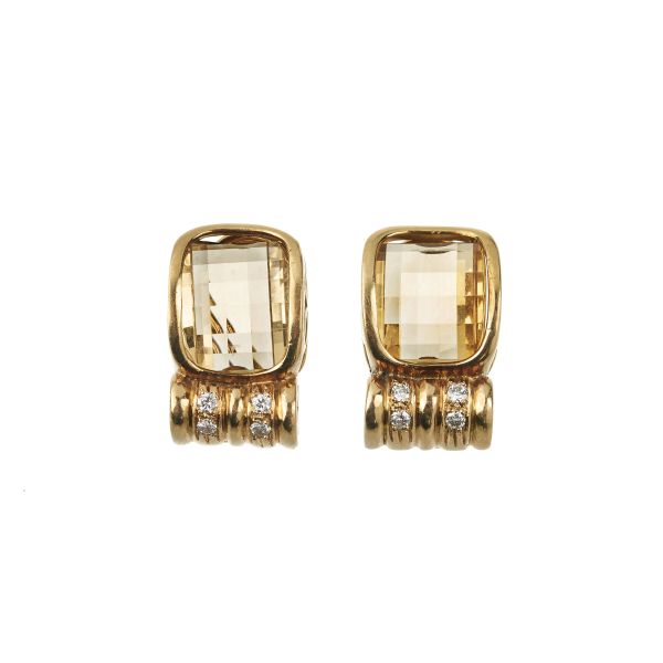 



CITRINE QUARTZ AND DIAMOND CLIP EARRINGS IN 18KT YELLOW GOLD