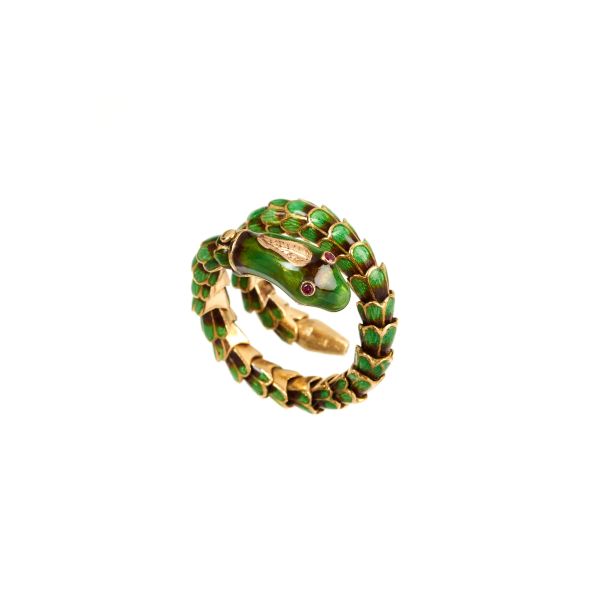 SNAKE-SHAPED RING IN 18KT YELLOW GOLD