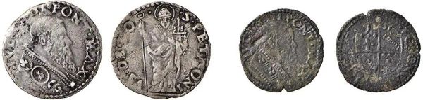 GIULIO III (GIOVANNI MARIA CIOCCHI DEL MONTE 1550 - 1555), DUE MONETE