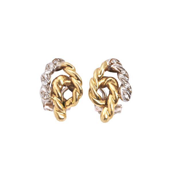 KNOT EARRINGS IN 18KT TWO TONE GOLD