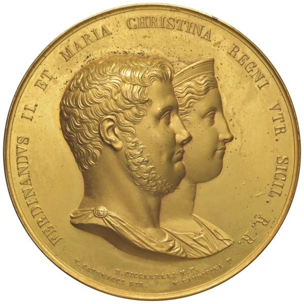 FERDINANDO II DI BORBONE (1830-1859) MEDAGLIA 1836 per la nascita del Duca di Calabria opus M. Laudicina e A. Cariello