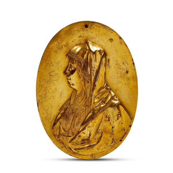 Pierre Goret (?), France, first half 17th century, Profile of the Virgin, gilted bronze