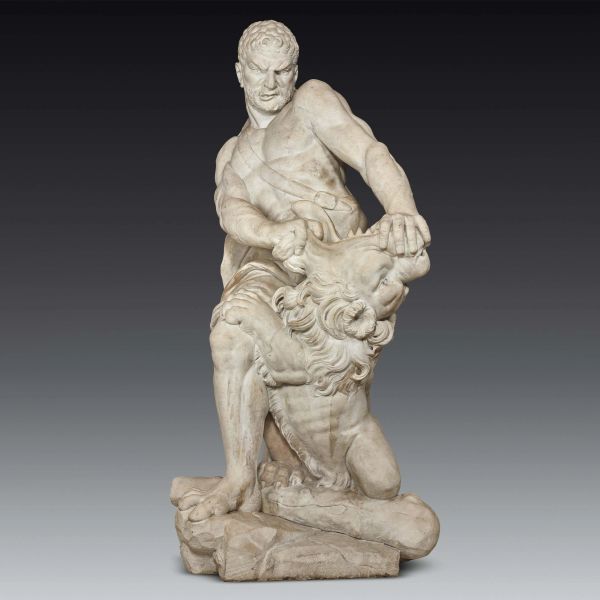 Giovanni Baratta, Hercules and the Nemean lion, circa 1709, white marble