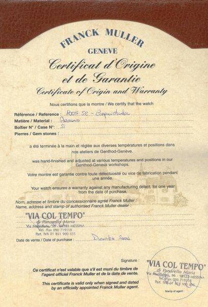 FRANCK MULLER CONQUISTADOR REF. 8005 SC