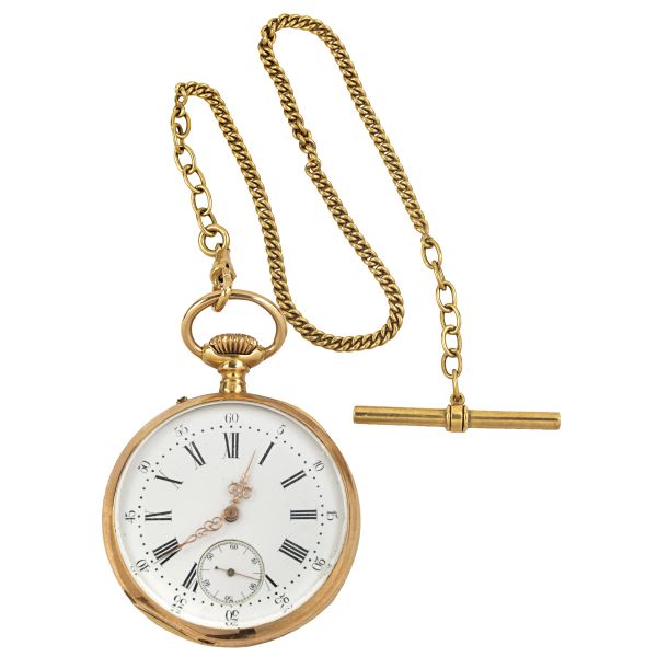 



OROLOGIO DA TASCA IN ORO CON CATENA 