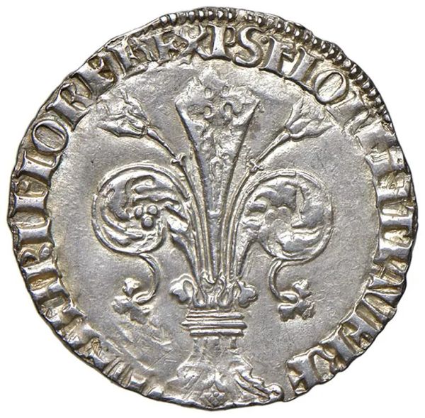 



FIRENZE. REPUBBLICA (sec. XIII-1532). GROSSO DA 5 SOLDI 6 DENARI I semestre 1427 (simbolo: stemma Girolami, Geri di Testa Girolami)
