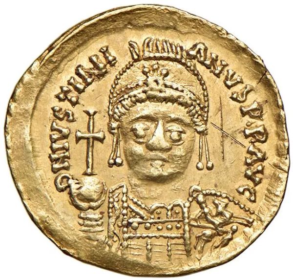 BISANZIO. GIUSTINIANO I (525-565). ZECCA DI ROMA. SOLIDO
