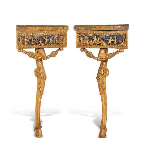 CONSOLE E COPPIA DI ANGOLIERE, ROMA, FINE SECOLO XVIII