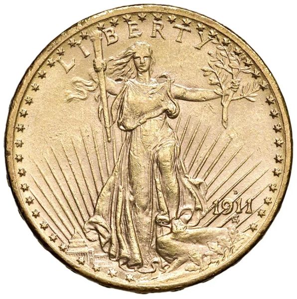 STATI UNITI. 20 DOLLARI 1911 SAINT GAUDENS DOUBLE EAGLE WITH MOTTO. ZECCA DENVER