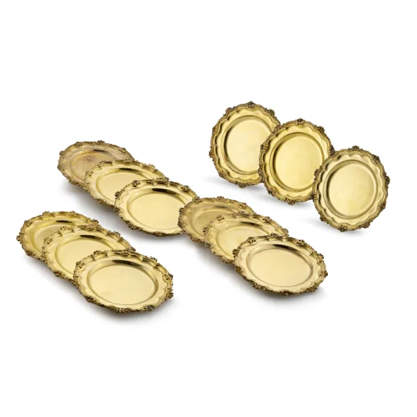 DODICI PIATTI, LONDRA, 1822, ARGENTIERE MICHAEL STARKEY