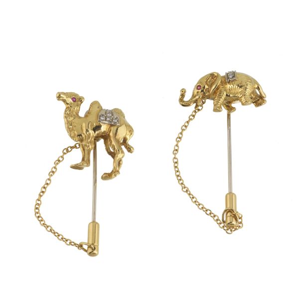 TWO ANIMALIER PINS IN 18KT TWO TONE GOLD