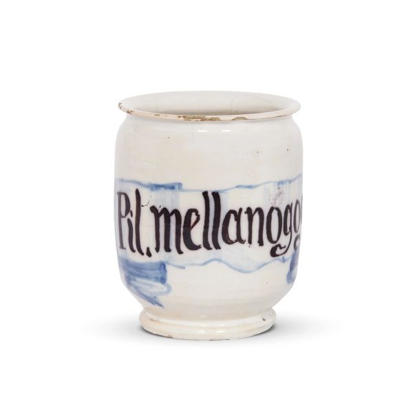 A SMALL PHARMACY JAR (ALBARELLO), FAENZA, EARLY 18TH CENTURY