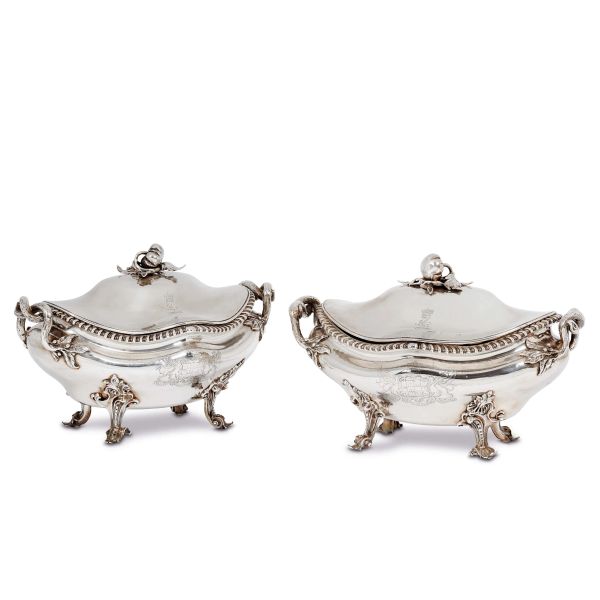 COPPIA DI ZUPPIERE, ARGENTIERE PAUL STORR, LONDRA, 1838
