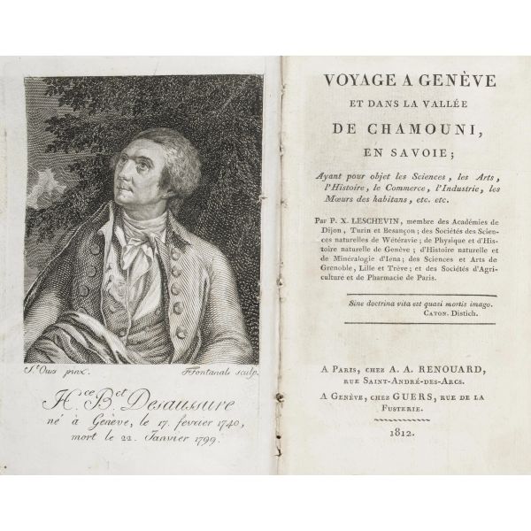 Leschevin, Philippe Xavier. Voyage à Genève et dans la vallée de Chamouni. Parigi e Ginevra, Renouard e Guers, 1812.